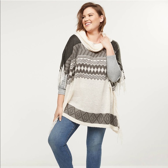 Lane Bryant Sweaters - NWT lane Bryant cowl neck fair isle poncho